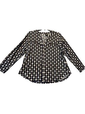 JM Collection Plus Size 1X Black & White Floral Long Sleeve Knit Top With Front